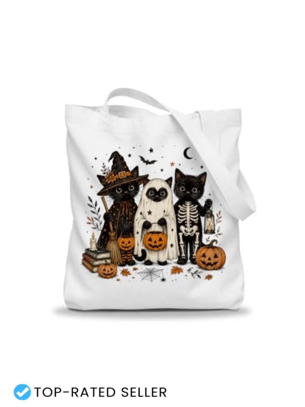 Halloween Canvas Tote Bag Large Reusable Shopping Gift for Women Fall
